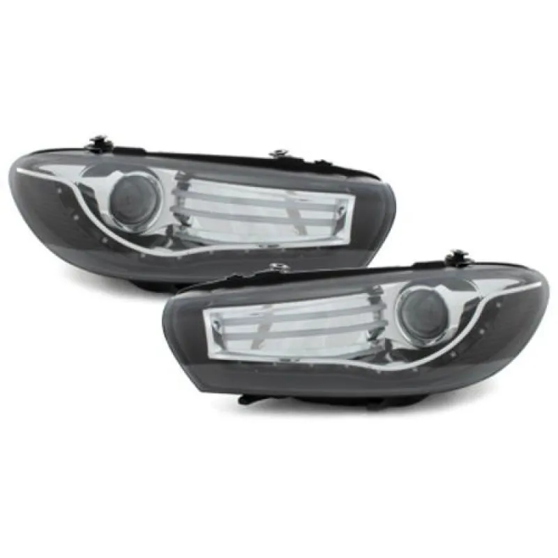 Φανάρια εμπρός Vw Scirocco (2008-2014) led - μαύρα , χωρίς λάμπες (Η7) - σετ 2τμχ.