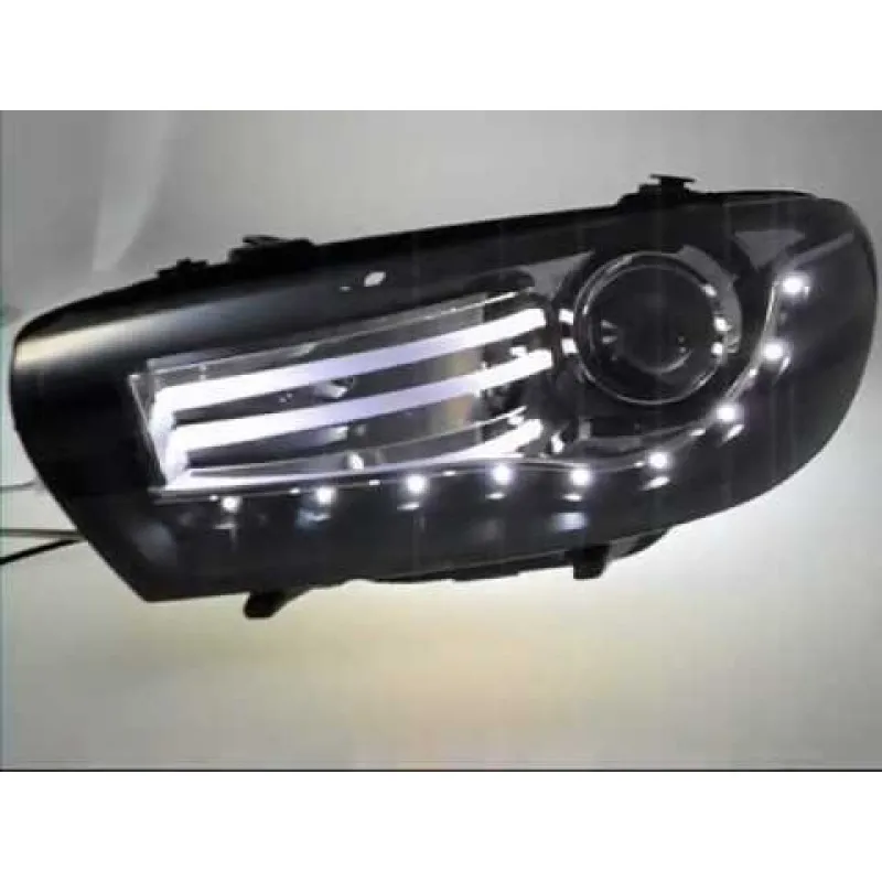 Φανάρια εμπρός Vw Scirocco (2008-2014) led - μαύρα , χωρίς λάμπες (Η7) - σετ 2τμχ.