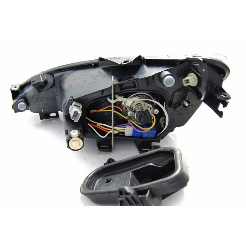 Φανάρια εμπρός Peugeot 206 angel eyes - μαύρα με led , με λάμπες (Η1) - σετ 2τμχ.