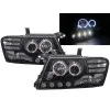 Φανάρια εμπρός Mitsubishi Pajero (2001-2006) angel eyes - μαύρα , με λάμπες (Η1) - σετ 2τμχ.