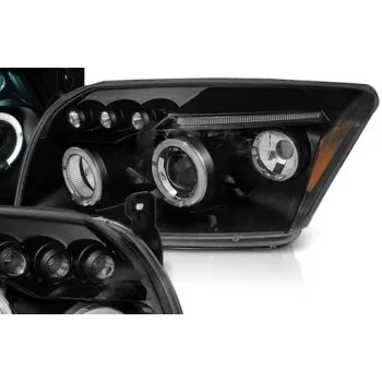 Φανάρια εμπρός Dodge Caliber (2006-2012) - μαύρα , με λάμπες (Η1) - σετ 2τμχ.