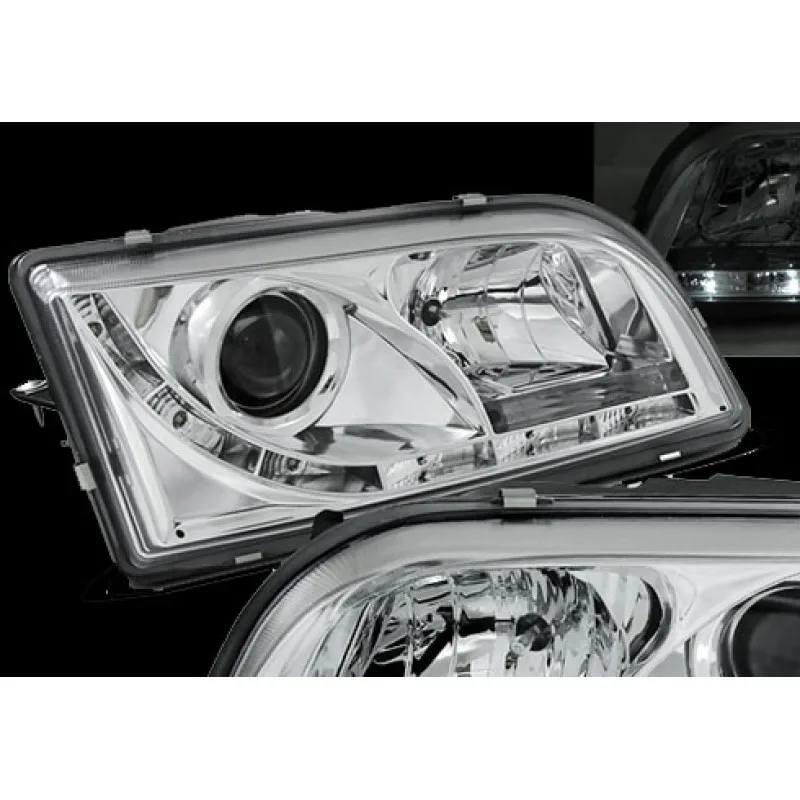 Φανάρια εμπρός Volvo S/V40 (1996-2003) led - chrome , με λάμπες (Η1) - σετ 2τμχ.