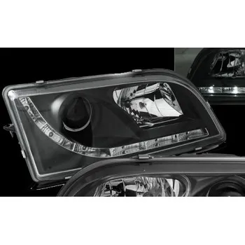 Φανάρια εμπρός Volvo S/V40 (1996-2003) led - μαύρα , με λάμπες (Η1) - σετ 2τμχ.