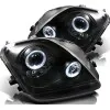 Φανάρια εμπρός Honda Prelude (1997-2001) angel eyes - μαύρα , με λάμπες (Η1) - σετ 2τμχ.