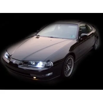 Φανάρια εμπρός Honda Prelude (1992-1995) angel eyes - μαύρα , με λάμπες (Η7) - σετ 2τμχ.