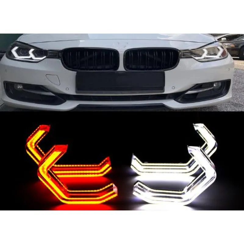 Δαχτυλίδια BMW F30 angel eyes - U-Design - με 2 χρώματα και λειτουργία φλας (λευκό και κίτρινο)