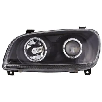 Φανάρια εμπρός Toyota Rav 4 (1994-2000) angel eyes - μαύρα , με λάμπες (Η1) - σετ 2τμχ.