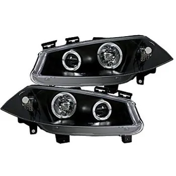 Φανάρια εμπρός Renault Megane (2002-2005) angel eyes, μαύρα , με λάμπες (Η1) - σετ 2τμχ.