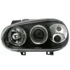 Φανάρια εμπρός Vw Golf IV angel eyes - μαύρα , με λάμπες (Η1) - σετ 2τμχ.