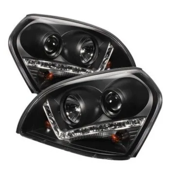 Φανάρια εμπρός Hyundai Tucson (2004-2010) led - μαύρα , με λάμπες (Η1) - σετ 2τμχ.