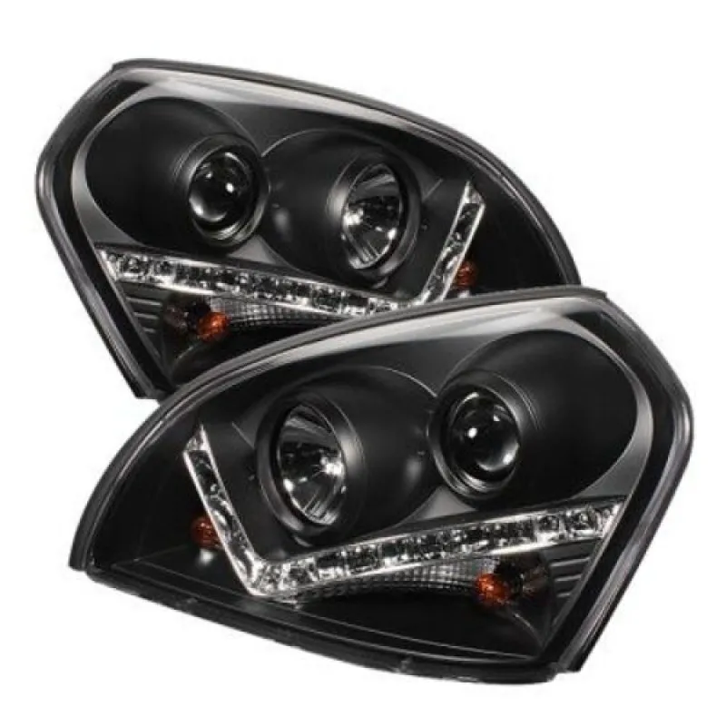 Φανάρια εμπρός Hyundai Tucson (2004-2010) led - μαύρα , με λάμπες (Η1) - σετ 2τμχ.