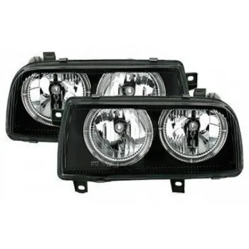 Φανάρια εμπρός Vw Vento (1991-1998) angel eyes - μαύρα , χωρίς λάμπες (Η7) - σετ 2τμχ.