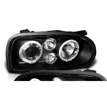 Φανάρια εμπρός Vw Golf ΙΙΙ angel eyes - black , χωρίς λάμπες (Η7) - σετ 2τμχ.