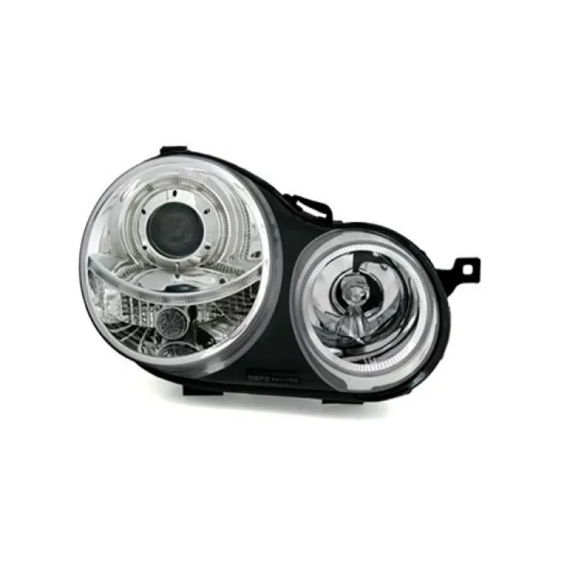 Φανάρια εμπρός Vw Polo 9N (2001-2005) angel eyes - chrome , χωρίς λάμπες (Η7) - σετ 2τμχ.