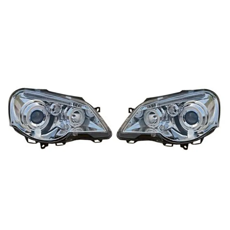 Φανάρια εμπρός Vw Polo 9N2 (2005-2009) angel eyes - chrome , με λάμπες (Η1) - σετ 2τμχ.
