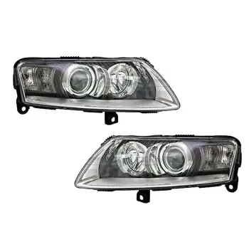 Φανάρια εμπρός Audi A6 (2004-2007) angel eyes -μαύρο , χωρίς λάμπες (Η7) - σετ 2τμχ.