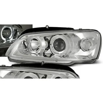 Φανάρια εμπρός Peugeot 106 angel eyes, χρωμίου, με λάμπες (Η1) - σετ 2τμχ.