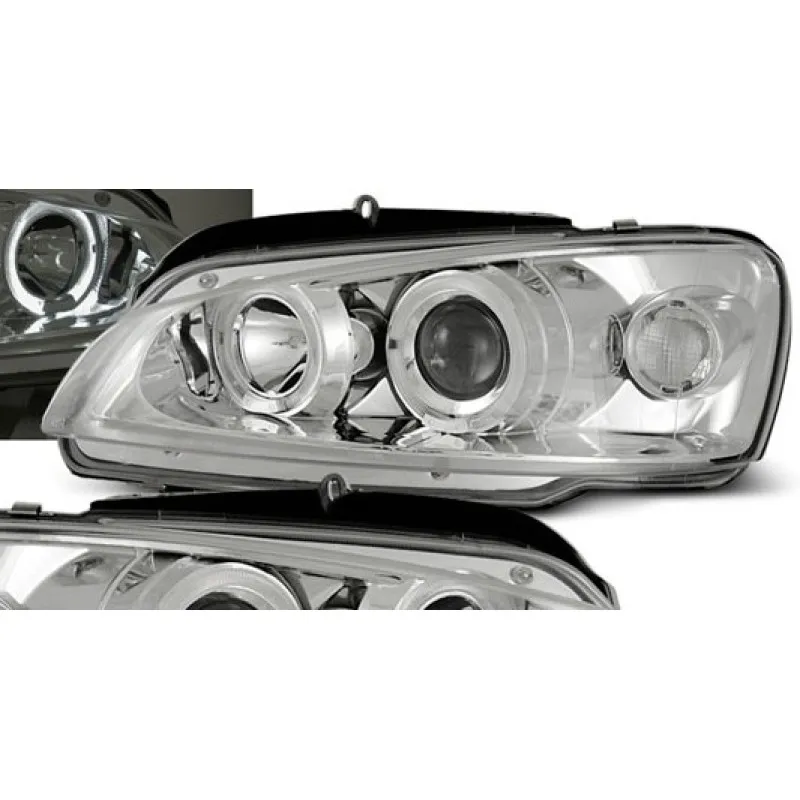 Φανάρια εμπρός Peugeot 106 angel eyes, χρωμίου, με λάμπες (Η1) - σετ 2τμχ.