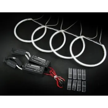 Δαχτυλίδια BMW E46 coupe (1998-2003) / BMW E46 Sedan, Combi (1998-2005) angel eyes με 4 μεγάλα δαχτυλίδια 144mm - Λευκό χρώμα
