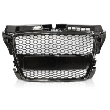 Μάσκα Audi A3 (2008-2013) με βάση για σήμα - RS-Look μαύρη γυαλιστερή