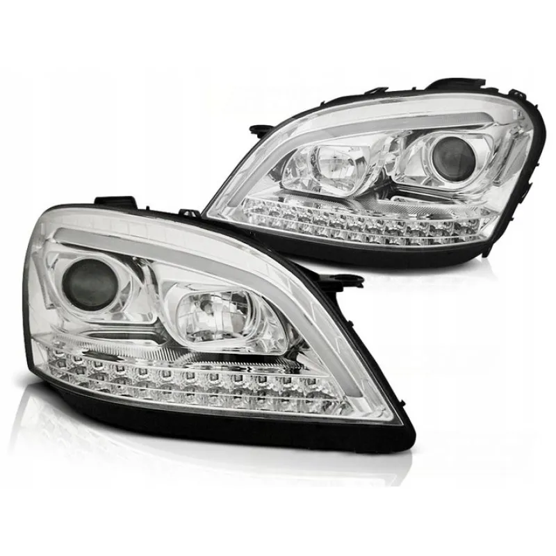 Φανάρια εμπρός Mercedes ML W164 (2005-2008) led chrome με τρεχούμενο φλας - σετ 2τμχ.