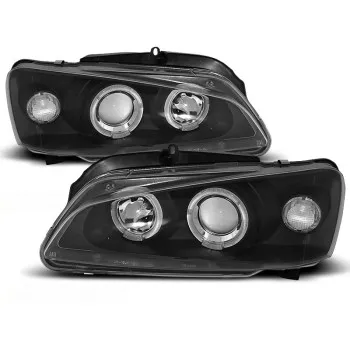 Φανάρια εμπρός Peugeot 106 angel eyes, μαύρα , χωρίς λάμπες (Η1) - σετ 2τμχ.