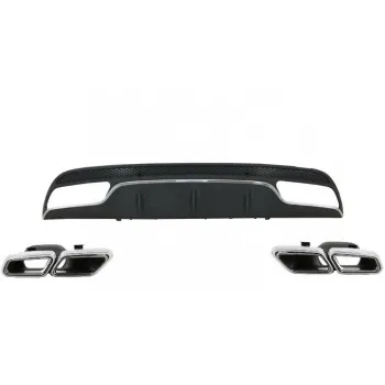 Diffuser προφυλακτήρα Mercedes C-class W205 (2014+) - AMG look - με μπούκες