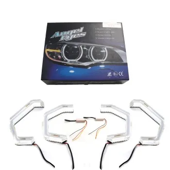 Δαχτυλίδια BMW F30 angel eyes - U-Design - με 2 χρώματα και λειτουργία φλας (λευκό και κίτρινο)
