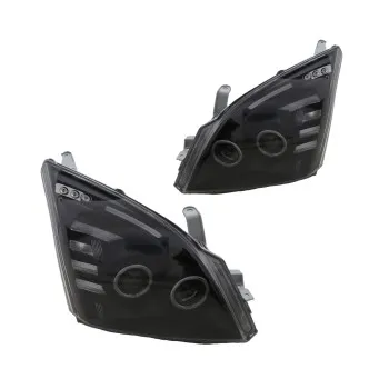 Φανάρια εμπρός Toyota Land Cruiser 120 (2003-2009) angel eyes - μαύρα , με λάμπες (Η7) - σετ 2τμχ.