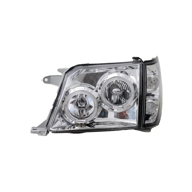 Φανάρια εμπρός Toyota Land Cruiser FJ90 (1996-2003) angel eyes - chrome , με λάμπες (Η1) - σετ 2τμχ.
