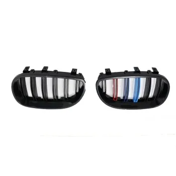 Καρδιές μάσκας BMW E60 με διπλή γρίλια (2005-2010) - tri color - 2τμχ.