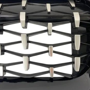 Μάσκα BMW G20 (2018+) - γυαλιστερή Diamond Design - χρωμίου/μαύρη - 2τμχ.