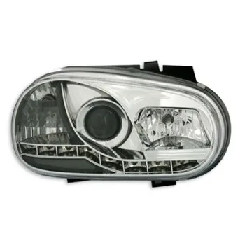 Φανάρια εμπρός Vw Golf IV devil eyes - chrome , με λάμπες (Η1) led - σετ 2τμχ.