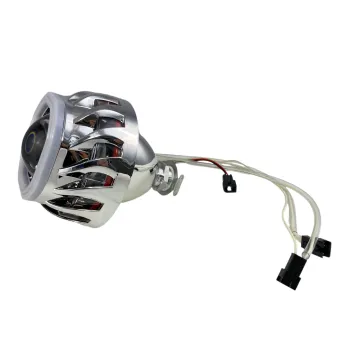 Bi xenon προτζέκτορες 2.5'' Morimoto Mini Spiral - με τετράγωνα δαχτυλίδια για angel eyes - μπλε μικρό και κόκκινο μεγάλο δαχτυλίδι -2 τμχ.