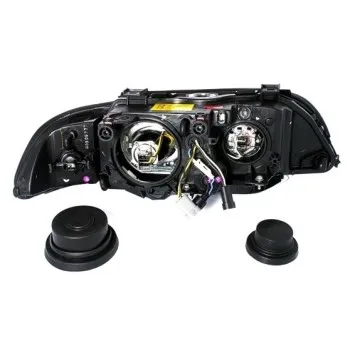 Φανάρια εμπρός BMW E39 (1995-2000) angel eyes - μαύρο χρώμα , χωρίς λάμπες (Η7) - σετ 2τμχ.