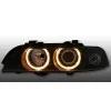 Φανάρια εμπρός BMW E39 (1995-2000) angel eyes - μαύρο χρώμα , χωρίς λάμπες (Η7) - σετ 2τμχ.