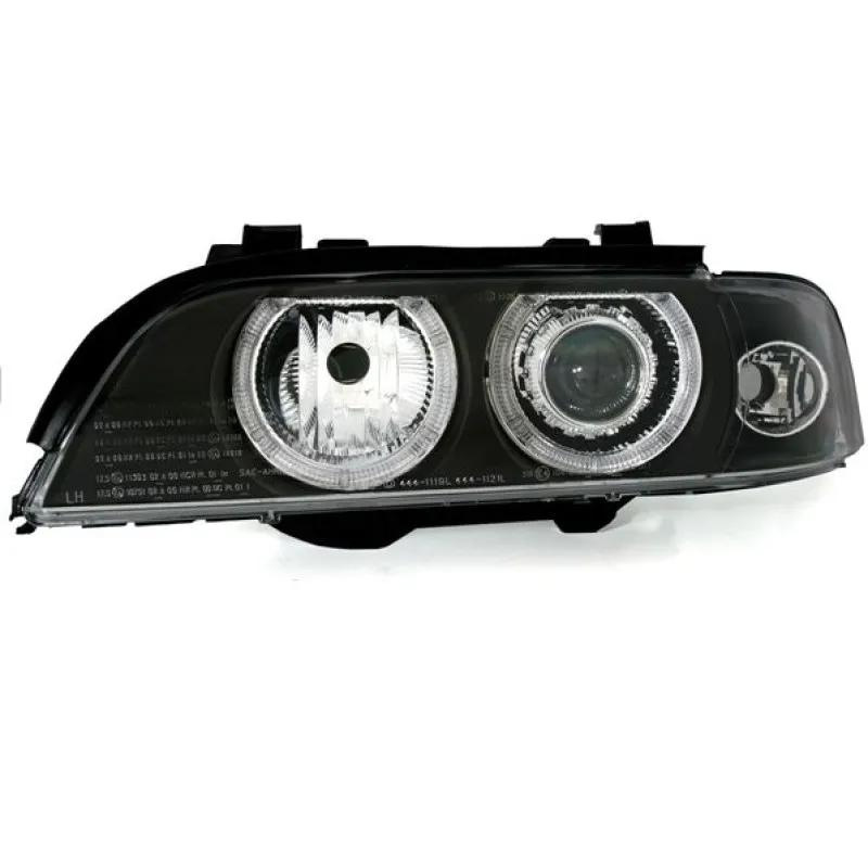 Φανάρια εμπρός BMW E39 (1995-2000) angel eyes - μαύρα , χωρίς λάμπες (Η7/D2S) - σετ 2τμχ.
