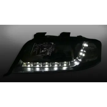 Φανάρια εμπρός Audi A6 με φώτα ημέρας (1997-2001) / Allroad 1999-2005 - μαύρα , με λάμπες (Η1) - σετ 2τμχ.