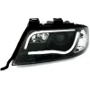 Φανάρια εμπρός Audi A6 C5 (1997-2001) led / Allroad 1999-2005 lightbar - μαύρα , με λάμπες (Η1) - σετ 2τμχ.