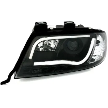 Φανάρια εμπρός Audi A6 C5 (1997-2001) led / Allroad 1999-2005 lightbar - μαύρα , με λάμπες (Η1) - σετ 2τμχ.