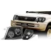 Φανάρια εμπρός Toyota Land Cruiser FJ90 (1996-2003) angel eyes - μαύρα , με λάμπες (Η1) - σετ 2τμχ.