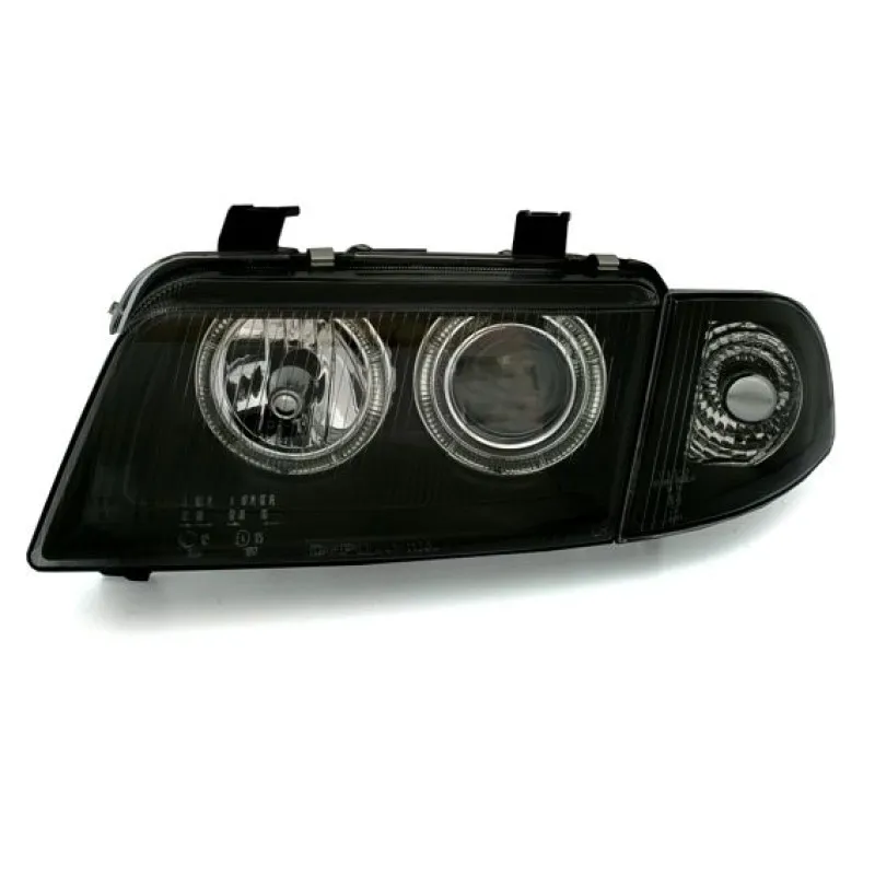 Φανάρια εμπρός Audi A4 (1995-1998) angel eyes - μαύρα , χωρίς λάμπες (Η7) - σετ 2τμχ.