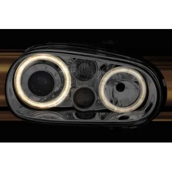 Φανάρια εμπρός Vw Golf IV R32 angel eyes - chrome , χωρίς λάμπες (Η7) - σετ 2τμχ.