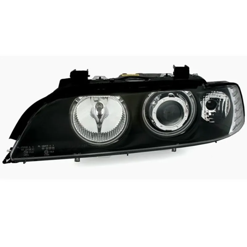 Φανάρια εμπρός BMW E39 (1995-2003) angel eyes - μαύρα , με λάμπες (Η1) - σετ 2τμχ.