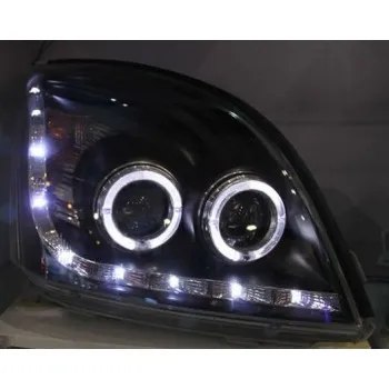 Φανάρια εμπρός Toyota Land Cruiser 120 (2003-2009) led / angel eyes - chrome , με λάμπες (Η1) - σετ 2τμχ.