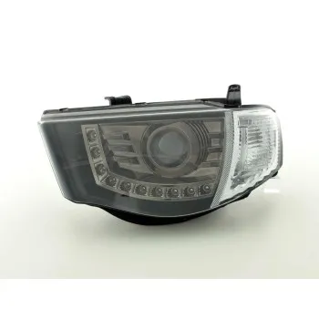 Φανάρια εμπρός Mitsubish L200 (2006-2010) led - μαύρα , με λάμπες (Η1) - σετ 2τμχ.