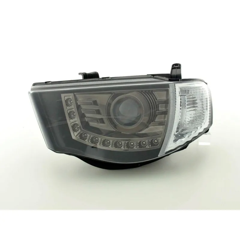Φανάρια εμπρός Mitsubish L200 (2006-2010) led - μαύρα , με λάμπες (Η1) - σετ 2τμχ.