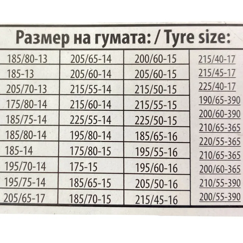 Αντιολισθητικές αλυσίδες (μέγεθος 80) για 13'', 14'', 15'' , 16'' ζάντες - σετ 2τμχ.