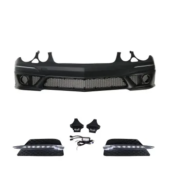 Προφυλακτήρας εμπρός Mercedes W211 E-Class (2006-2009) - AMG Design με LED φώτα ημέρας, με ανοίγματα parktronik