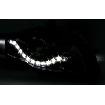 Φανάρια εμπρός Audi A4 B7 (2004-2008) led - chrome , με λάμπες (Η9) - σετ 2τμχ.